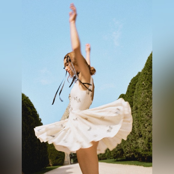 AGUA BY AGUA BENDITA Pluma Drop-Waist Butterfly Mini Dress, size small - Picture 14 of 16